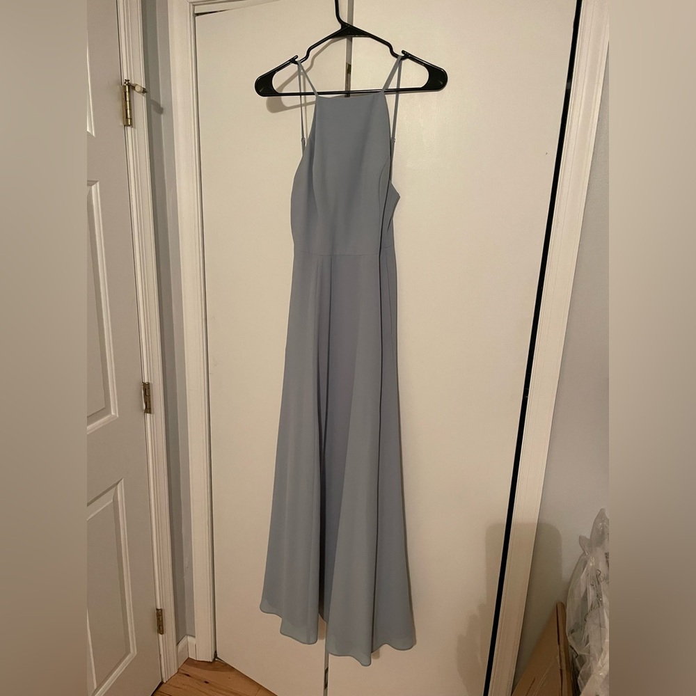 Blue high top dress worn for wedding